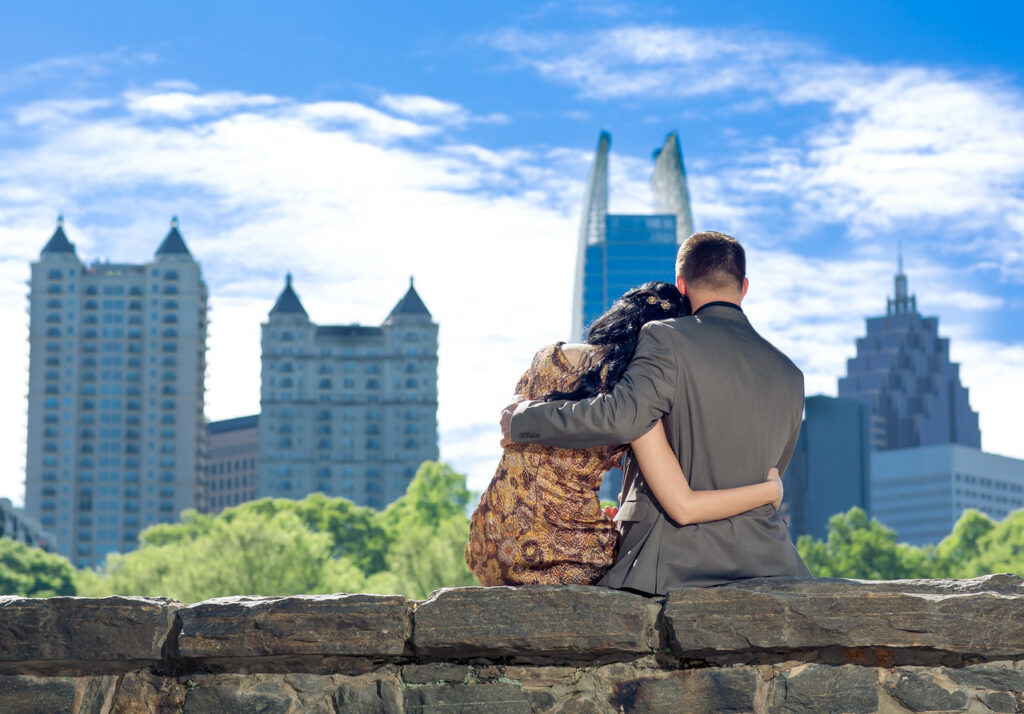 Michel Szabo with Anna Szabo at Piedmont Park in 2016 - Engagement 