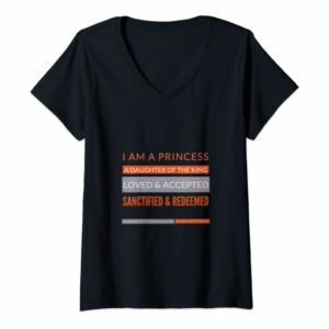 #52Devotionals I Am a Princess – Christian Shirts by Anna Szabo – Black V-Neck T-Shirt