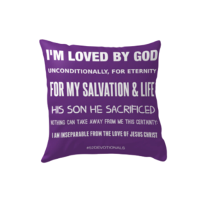 I'm Loved by God Purple Pillow with Christian Affirmations