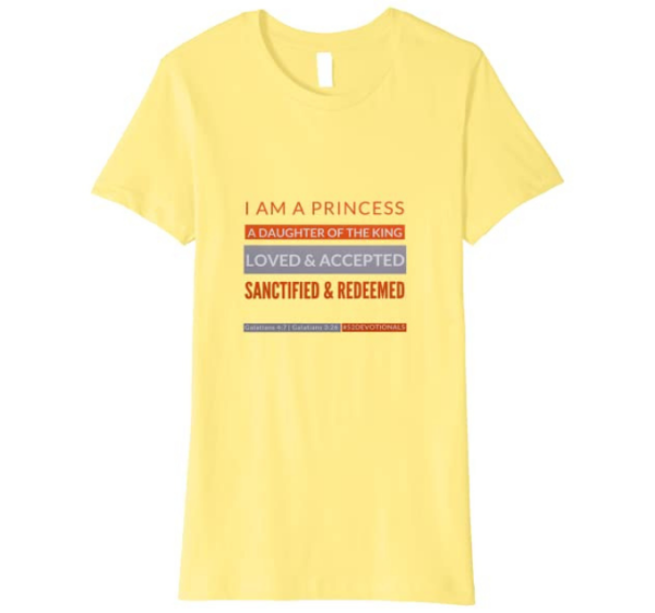 I Am a Princess Yellow Premium T-shirt for Women with Christian Affirmations by Anna Szabo