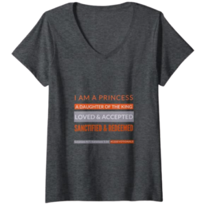 "I Am a Princess" Heather Christian V-Neck T-Shirt for Women by Anna Szabo