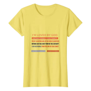 "Loved by God" Christian Women's T-shirt Yellow Standard by Anna Szabo