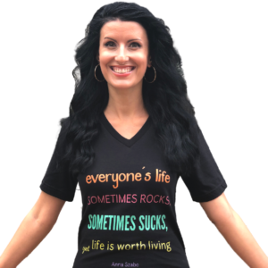 "Everyone's Life Both Rocks and Sucks" Black Premium V-Neck by Anna Szabo on TeeSpring