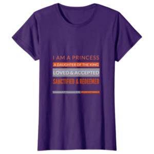 "I Am a Princess" Purple Standard Christian Shirt for Women by Anna Szabo